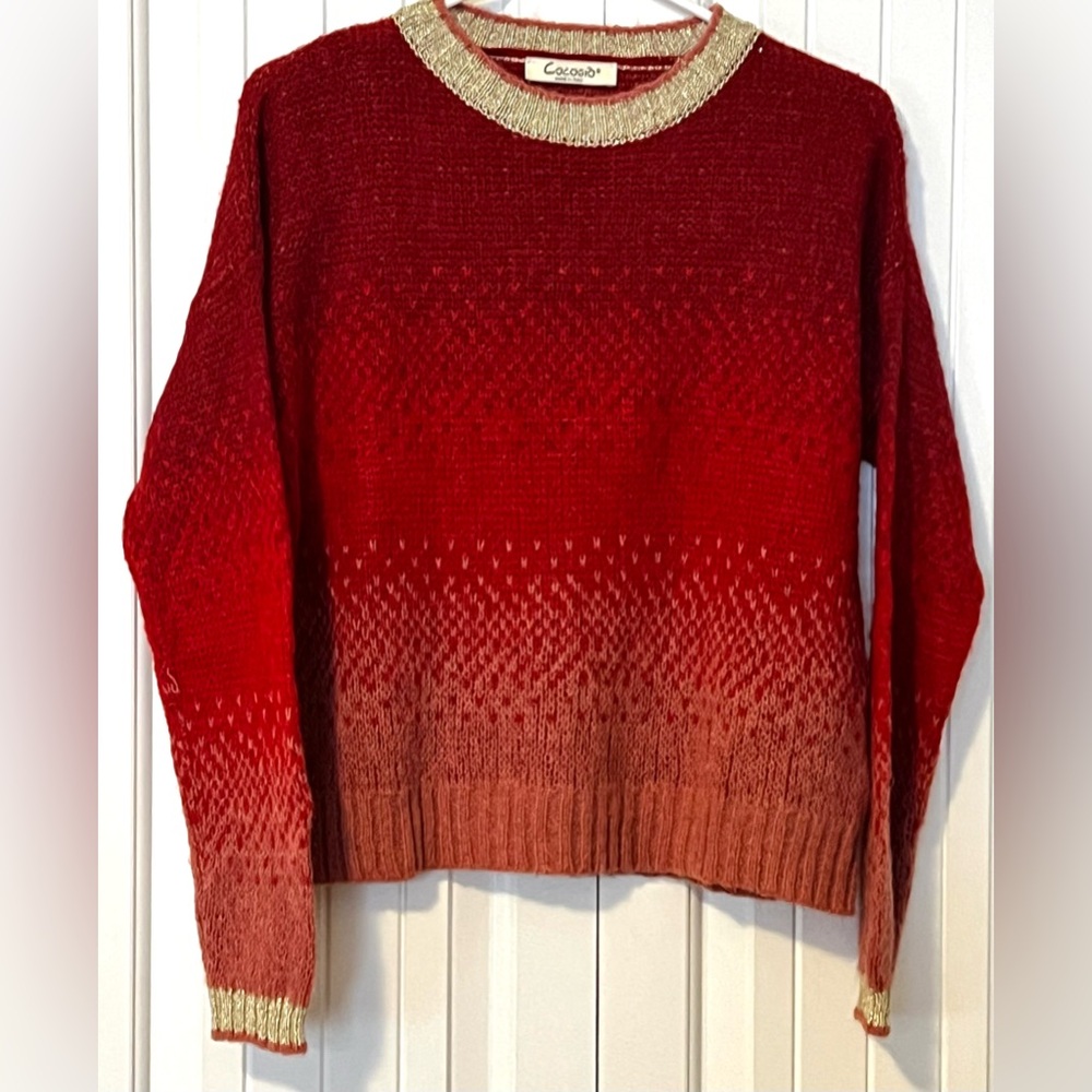 Cocogiò Ombre Sweater women’s small alpaca blend knit metallic trim Italy Soft